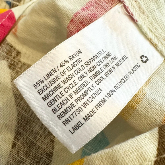 Tabitha Brown Linen Babydoll Tropical Mini Dress Pockets Size XXS - Picture 7 of 8